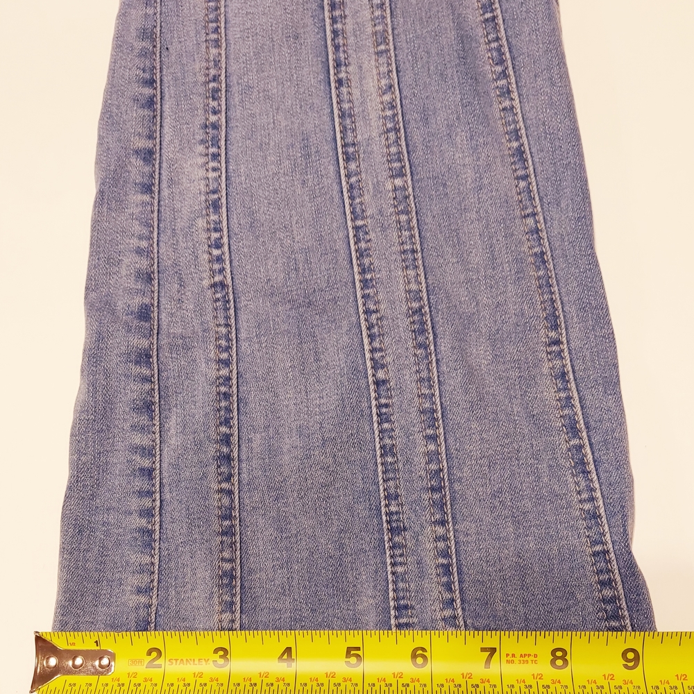 Rare FREE PEOPLE So Many Seams Retro 70s Flare Jeans Light Blue Size 29 Short - Picture 6 of 9